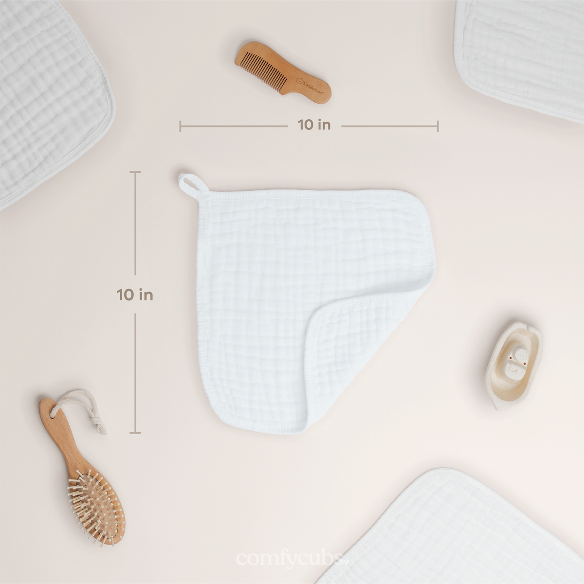 Muslin Baby Washcloths, Soft 10"x10" Cotton by Comfy Cubs: Pacific Blue / 6-Pack 10”X10”