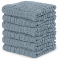 Muslin Baby Washcloths, Soft 10"x10" Cotton by Comfy Cubs: Pacific Blue / 6-Pack 10”X10”