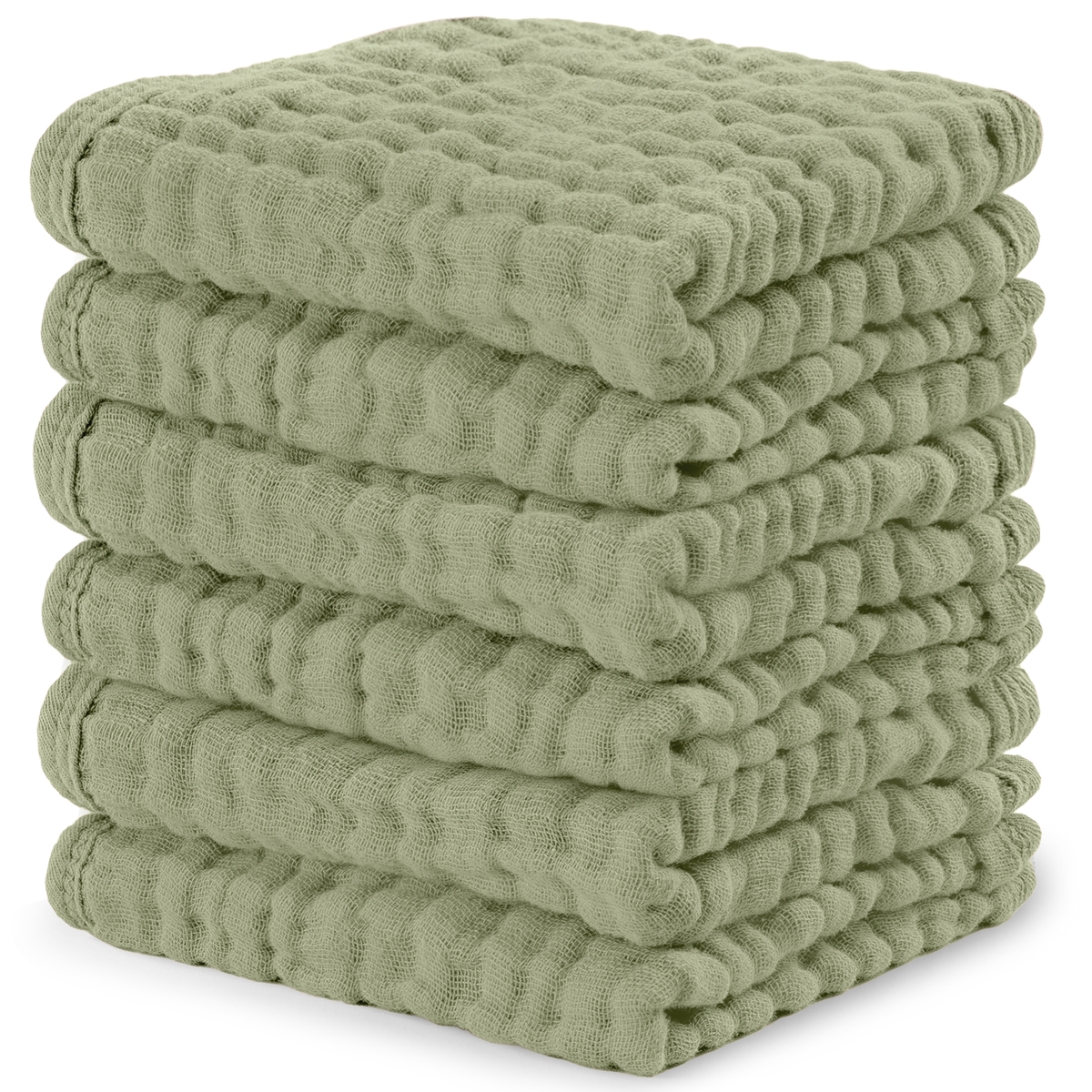 Muslin Baby Washcloths, Soft 10"x10" Cotton by Comfy Cubs: Pacific Blue / 6-Pack 10”X10”