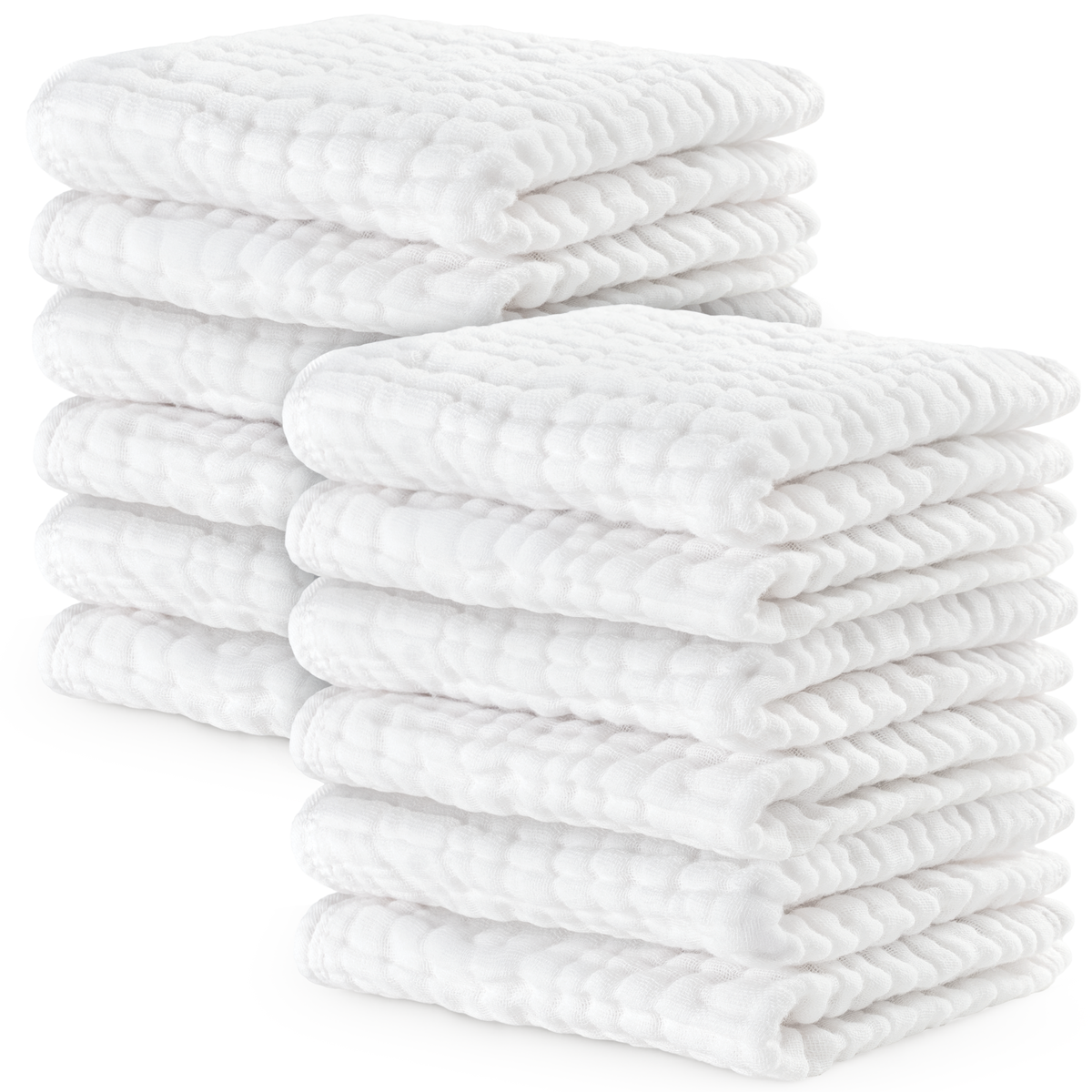 Muslin Baby Washcloths, Soft 10"x10" Cotton by Comfy Cubs: Pacific Blue / 6-Pack 10”X10”