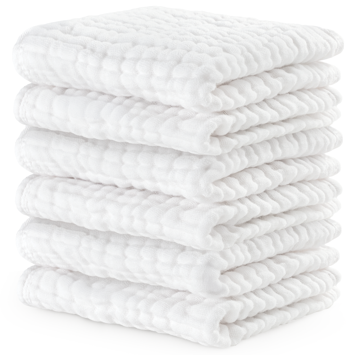 Muslin Baby Washcloths, Soft 10"x10" Cotton by Comfy Cubs: Pacific Blue / 6-Pack 10”X10”